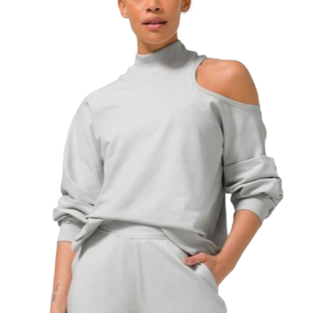 lululemon athletica Light Gray Cold-Shoulder Crewneck Sweater